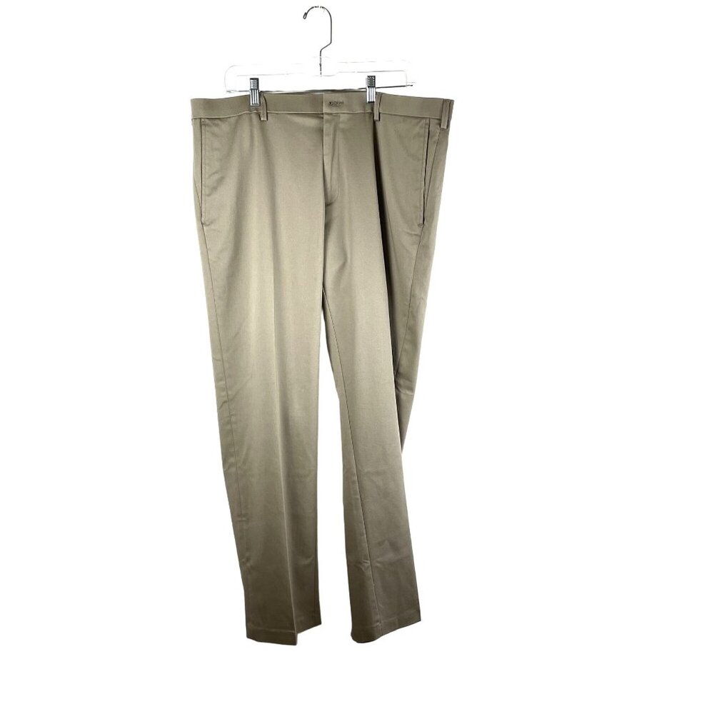 Haggar Men's Tan Flat Front Iron Free Khaki Pants Sz 38 x 30